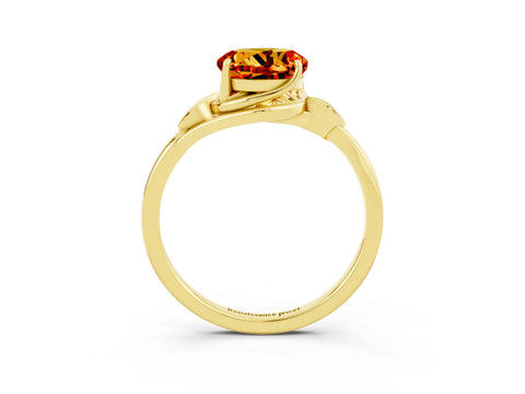 Yellow gold Round Cut Citrine Solitaire Ring with Twist Band and Four-Prong Setting_27
