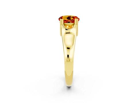 Yellow gold Round Cut Citrine Solitaire Ring with Wide Band and Prong Setting_2