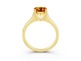 Yellow gold Round Cut Citrine Solitaire Ring with Wide Band and Prong Setting_3