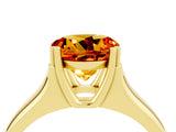 Yellow gold Round Cut Citrine Solitaire Ring with Wide Band and Prong Setting_4