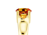Yellow gold Round Cut Citrine Solitaire Ring with Wide Band and Prong Setting_5