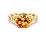 Yellow gold Round Cut Citrine Solitaire Twist Band Prong Setting Ring_36