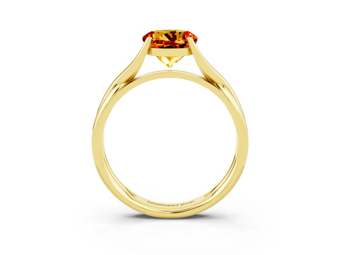 Yellow gold Round Cut Citrine Solitaire Twist Band Prong Setting Ring_39