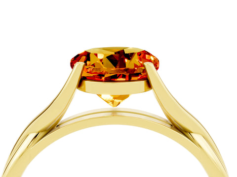 Yellow gold Round Cut Citrine Solitaire Twist Band Prong Setting Ring_40