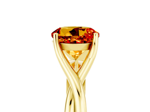 Yellow gold Round Cut Citrine Solitaire Twist Band Prong Setting Ring_41