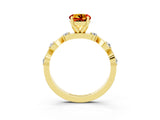 Yellow gold Round Cut Citrine Solitaire Twisted Band with Round  Accents and Prong Setting_15