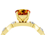 Yellow gold Round Cut Citrine Solitaire Twisted Band with Round  Accents and Prong Setting_16