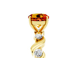 Yellow gold Round Cut Citrine Solitaire Twisted Band with Round  Accents and Prong Setting_17