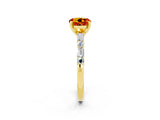 Yellow gold Round Cut Citrine Solitaire with Side Baguettes and Channel Set Band_2