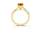 Yellow gold Round Cut Citrine Solitaire with Side Baguettes and Channel Set Band_3