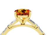 Yellow gold Round Cut Citrine Solitaire with Side Baguettes and Channel Set Band_4