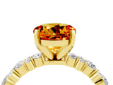 Yellow gold Round Cut Citrine Solitaire with Side Stones, Pave Band, Four-Prong Setting_40