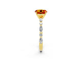 Yellow gold Round Cut Citrine Solitaire with Side Stones on a Pavé Band and Four-Prong Setting_2