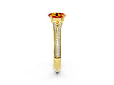 Yellow gold Round Cut Citrine Split Shank Engagement Ring with Pavé Band_2