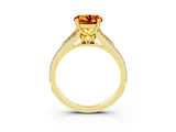 Yellow gold Round Cut Citrine Split Shank Engagement Ring with Pavé Band_3