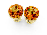 10K Yellow Gold 0.97 Carat Round Citrine Stud Earrings