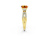 Yellow gold Round Cut Citrine Three-Stone Ring with Pavé Split Shank and Four-Prong Setting_2