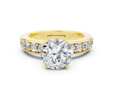 Yellow gold Round Cut Cut Channel Set Diamond Engagement Ring with Four-Prong Setting