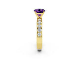 Yellow gold Round Cut Cut Channel Set Diamond Engagement Ring with Four-Prong Setting_2