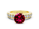 Yellow gold Round Cut Cut Channel Set Diamond Engagement Ring with Four-Prong Setting