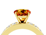 Yellow gold Round Cut Cut Channel Set Diamond Engagement Ring with Four-Prong Setting_4
