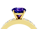 Yellow gold Round Cut Cut Channel Set Diamond Engagement Ring with Four-Prong Setting_4