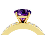 Yellow gold Round Cut Cut Channel Set Diamond Engagement Ring with Four-Prong Setting_4