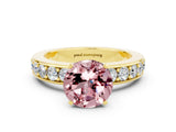 Yellow gold Round Cut Cut Channel Set Diamond Engagement Ring with Four-Prong Setting
