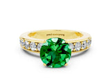 Yellow gold Round Cut Cut Channel Set Diamond Engagement Ring with Four-Prong Setting