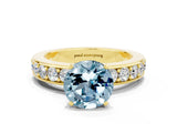 Yellow gold Round Cut Cut Channel Set Diamond Engagement Ring with Four-Prong Setting