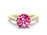 Yellow gold Round Cut Cut Channel Set Solitaire Engagement Ring with Four-Prong Setting