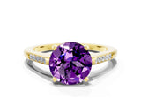 Yellow gold Round Cut Cut Channel Set Solitaire Engagement Ring with Four-Prong Setting_9