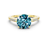 Yellow gold Round Cut Cut Channel Set Solitaire Engagement Ring with Four-Prong Setting