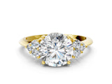 Yellow gold Round Cut Cut Diamond Cluster Ring with Solitaire Band and Four-Prong Setting_15