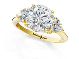 Yellow gold Round Cut Cut Diamond Cluster Ring with Solitaire Band and Four-Prong Setting_16