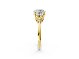 Yellow gold Round Cut Cut Diamond Cluster Ring with Solitaire Band and Four-Prong Setting_17