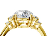 Yellow gold Round Cut Cut Diamond Cluster Ring with Solitaire Band and Four-Prong Setting_19