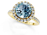 Yellow gold Round Cut Cut Diamond Floral Halo Engagement Ring with Pavé Band and Prong Setting_1