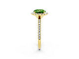 Yellow gold Round Cut Cut Diamond Floral Halo Engagement Ring with Pavé Band and Prong Setting_2