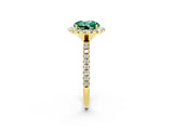 Yellow gold Round Cut Cut Diamond Floral Halo Engagement Ring with Pavé Band and Prong Setting_2
