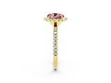 Yellow gold Round Cut Cut Diamond Floral Halo Engagement Ring with Pavé Band and Prong Setting_2