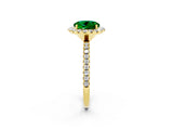 Yellow gold Round Cut Cut Diamond Floral Halo Engagement Ring with Pavé Band and Prong Setting_2