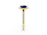 Yellow gold Round Cut Cut Diamond Floral Halo Engagement Ring with Pavé Band and Prong Setting_2
