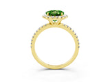 Yellow gold Round Cut Cut Diamond Floral Halo Engagement Ring with Pavé Band and Prong Setting_3