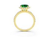 Yellow gold Round Cut Cut Diamond Floral Halo Engagement Ring with Pavé Band and Prong Setting_3