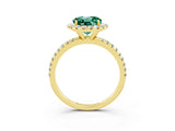 Yellow gold Round Cut Cut Diamond Floral Halo Engagement Ring with Pavé Band and Prong Setting_3