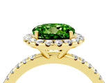 Yellow gold Round Cut Cut Diamond Floral Halo Engagement Ring with Pavé Band and Prong Setting_4