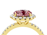 Yellow gold Round Cut Cut Diamond Floral Halo Engagement Ring with Pavé Band and Prong Setting_4