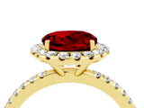 Yellow gold Round Cut Cut Diamond Floral Halo Engagement Ring with Pavé Band and Prong Setting_4