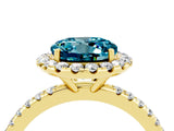 Yellow gold Round Cut Cut Diamond Floral Halo Engagement Ring with Pavé Band and Prong Setting_4